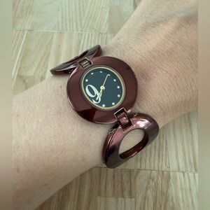 Vintage xhilaration ladies bronze brown metallic retro watch NEW BATTERY